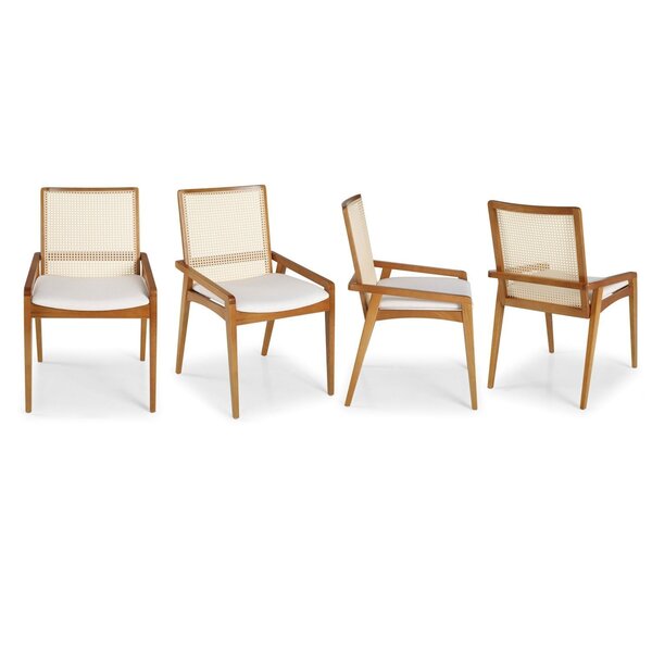 Kit 4 Cadeiras Madeira Maciça Encosto Em Tela Assento Estofad