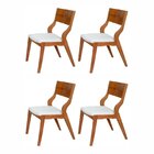 Kit 4 Cadeiras Madeira Maciça Multilaminada E Estofada Pérola