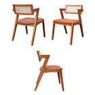 Kit 4 Cadeiras Madeira Maciça, Rattan De Fibra 100% Natural E