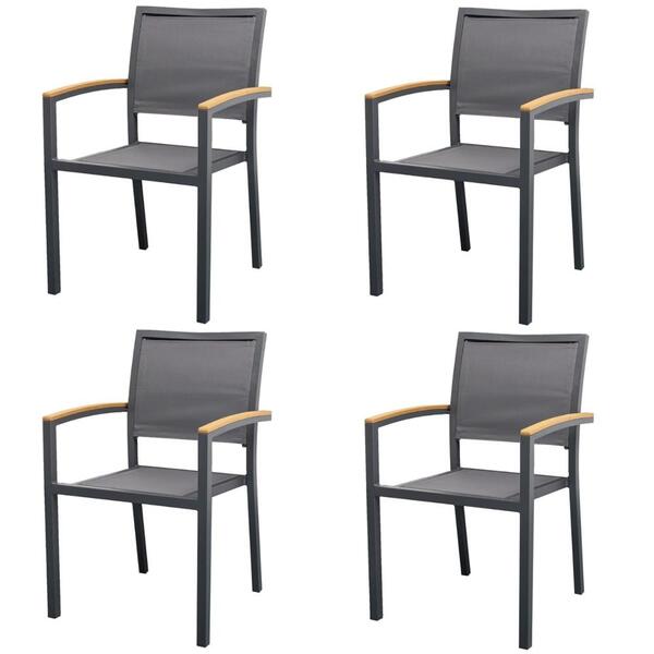 Kit 4 Cadeiras Maragogi Em Aluminio Grafite Com Polywood Nos