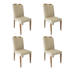 Kit 4 Cadeiras Mesa De Jantar Madeira Estofadas Suede Creme