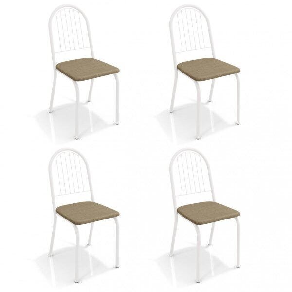 Kit 4 Cadeiras Metal Noruega  Cromado/capuccino