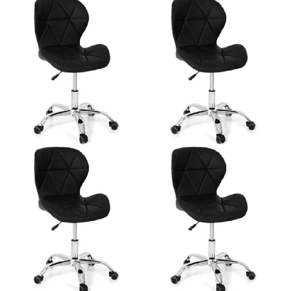 Kit 4 Cadeiras Office Eiffel Slim Ajustável Base Giratória -