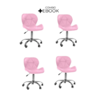 Kit 4 Cadeiras Office Eiffel Slim Ajustável Base Giratória -