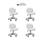 Kit 4 Cadeiras Office Eiffel Slim Ajustável Base Giratória -
