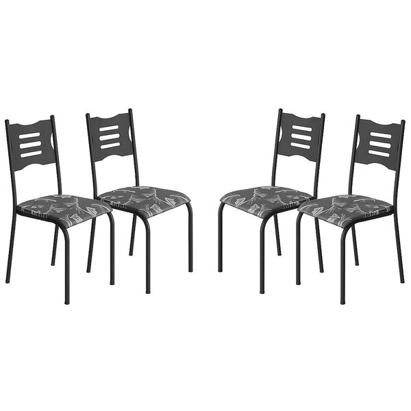 Kit 4 Cadeiras Para Cozinha E Sala De Jantar 542.slp Preto Fl