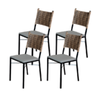 Kit 4 Cadeiras Para Cozinha Preta Ratan Cappuccino Assento Es