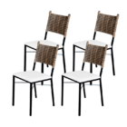 Kit 4 Cadeiras Para Cozinha Preta Ratan Cappuccino Assento Es