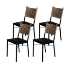Kit 4 Cadeiras Para Cozinha Preta Ratan Cappuccino Assento Es