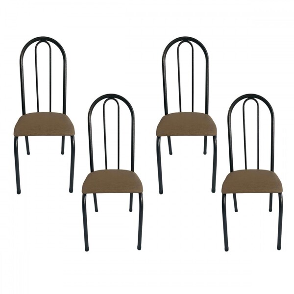 Kit 4 Cadeiras Para Cozinha Requinte Preto/bege 381 - Wj Desi