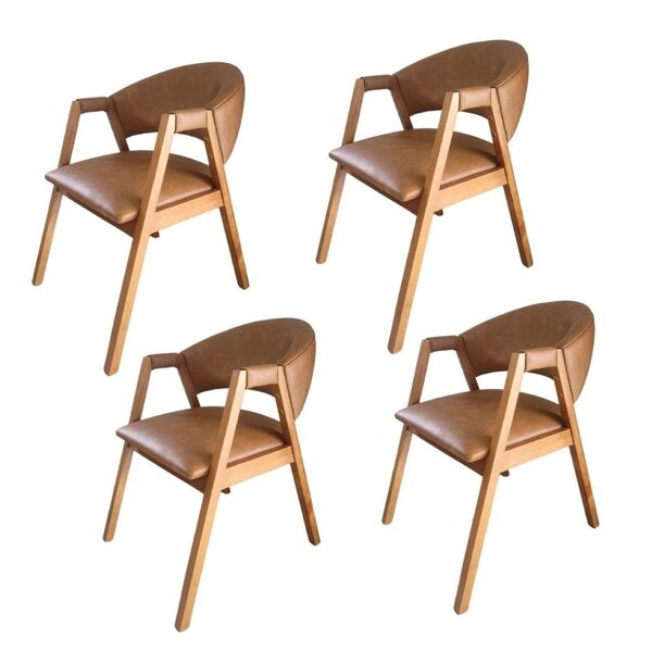 Kit 4 Cadeiras Para Mesa De Jantar Com Encosto Curvo Em Madei