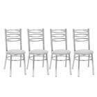 Kit 4 Cadeiras Para Sala De Jantar Assento Estofado Aço Croma