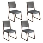 Kit 4 Cadeiras Para Sala De Jantar Napoli Grafite / Marrom