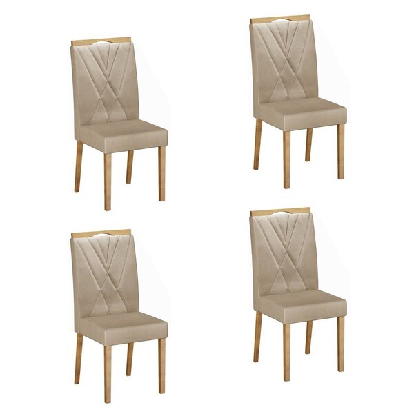 Kit 4 Cadeiras Para Sala De Jantar Pés Em Madeira Maciça Lara