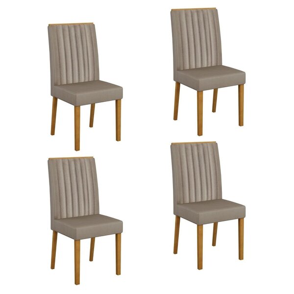 Kit 4 Cadeiras Para Sala De Jantar Pés Em Madeira Maciça Mari