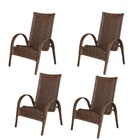 Kit 4 Cadeiras Paris Area Externa, Jardim Junco Chocolate