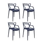 Kit 4 Cadeiras Polipropileno Alegra Espresso Móveis Azul Mari