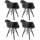 Kit 4 Cadeiras Polipropileno Eames Arm Dsw Empório  Preto