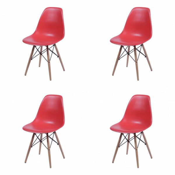 Kit 4 Cadeiras Polipropileno Eames Dkr Vermelho