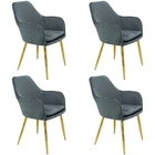 Kit 4 Cadeiras Poltrona Lines Base Dourada Recepção Sala Deco