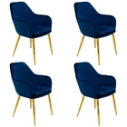 Kit 4 Cadeiras Poltrona Lines Base Dourada Recepção Sala Deco