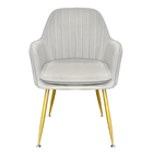 Kit 4 Cadeiras Poltrona Lines Com Pés Dourados Suede Cinza