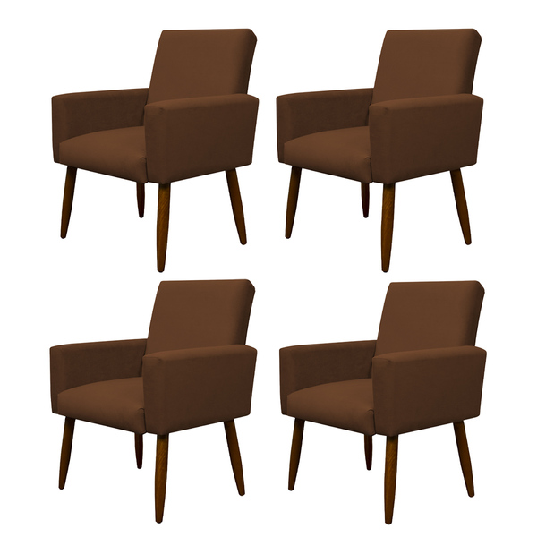 Kit 4 Cadeiras Poltronas Decorativa Nina Suede Herrero Cobre