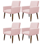 Kit 4 Cadeiras Poltronas Decorativa Nina Suede Herrero Rosa B