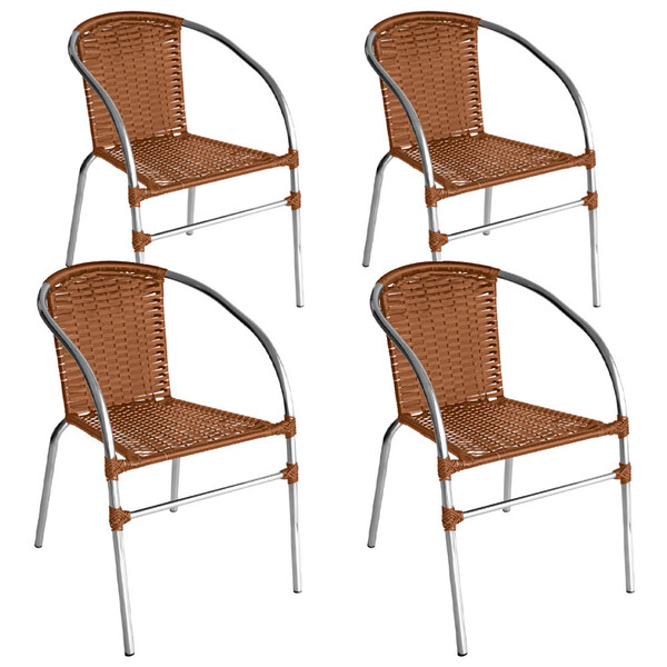 Kit 4 Cadeiras Pool Alumínio Fibra Sintética Gourmet Acesse M