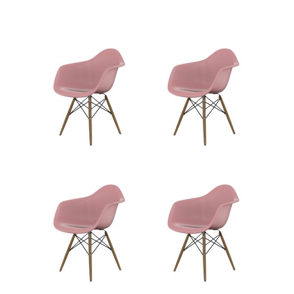 Kit 4 Cadeiras Pp Eames Arm Empório  Rosa