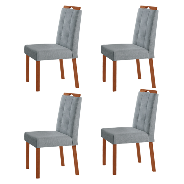 Kit 4 Cadeiras Ravenna Com Puxador Móveis Minas - Linho Cinza
