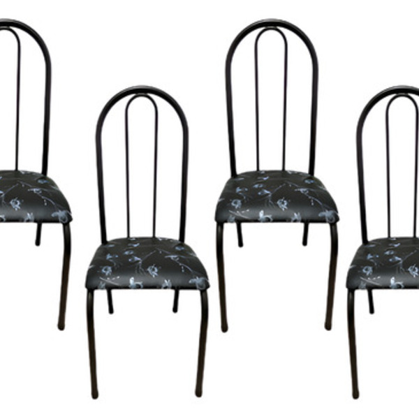 Kit 4 Cadeiras Requinte Sala Jantar Aço Tubolar Cozinha Couri