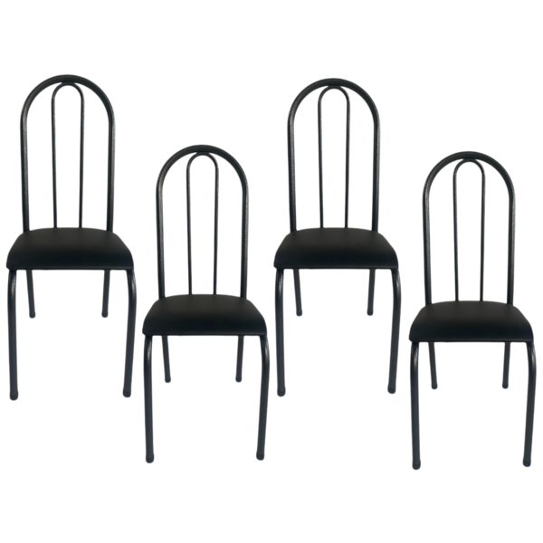 Kit 4 Cadeiras Requinte Sala Jantar Aço Tubolar Cozinha Couri