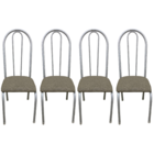Kit 4 Cadeiras Requinte Sala Jantar Aço Tubolar Cozinha Couri