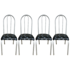 Kit 4 Cadeiras Requinte Sala Jantar Aço Tubolar Cozinha Couri