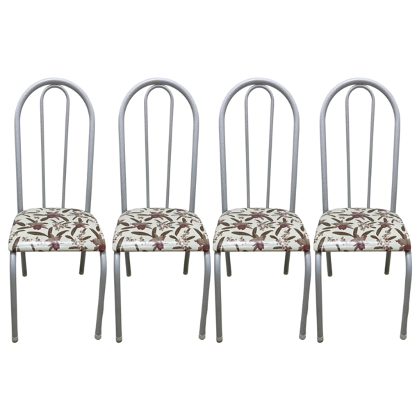 Kit 4 Cadeiras Requinte Sala Jantar Aço Tubolar Cozinha Couri