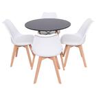 Kit 4 Cadeiras Saarinen Branca + Mesa Redonda 70cm Preto