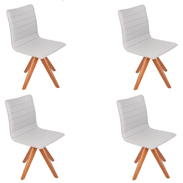 Kit 4 Cadeiras Sala De Jantar Bruna Giratoria Linho Cinza Dec