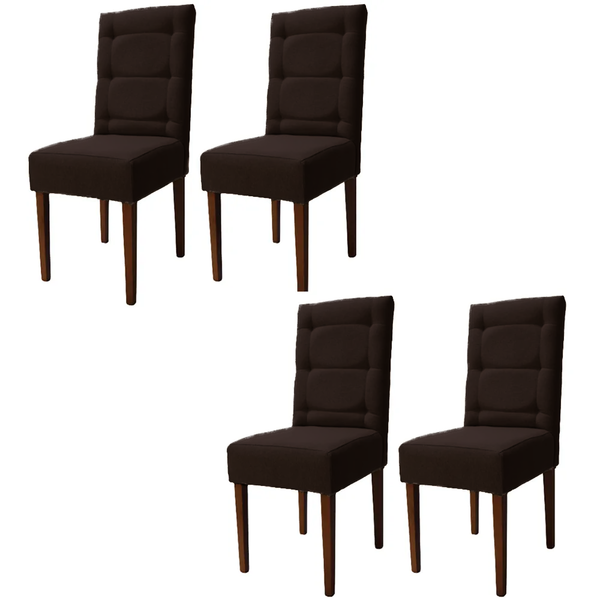 Kit 4 Cadeiras Sala De Jantar Estofadas Eloísa Veludo Marrom