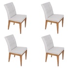 Kit 4 Cadeiras Sala De Jantar Paula Linho Cinza Moderna