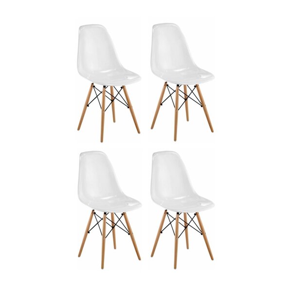 Kit 4 Cadeiras Sem Braço Para Sala De Jantar Eames Branco