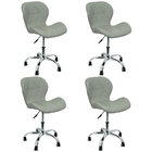 Kit 4 Cadeiras Slim Office Estofada Base Giratória Cromada -