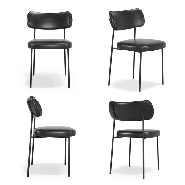 Kit 4 Cadeiras Stela Escritório Couríssimo Preto - Vallisa De
