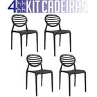 Kit 4 Cadeiras Stripe Preto