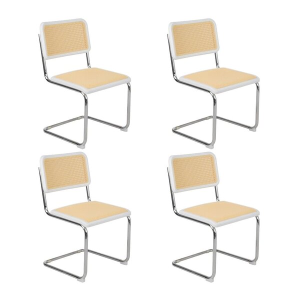 Kit 4 Cadeiras Tela Auditório Recepção Cozinha Cesca Branco