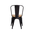 Kit 4 Cadeiras Tolix Iron Assento Madeira Preto Brilhante Aço