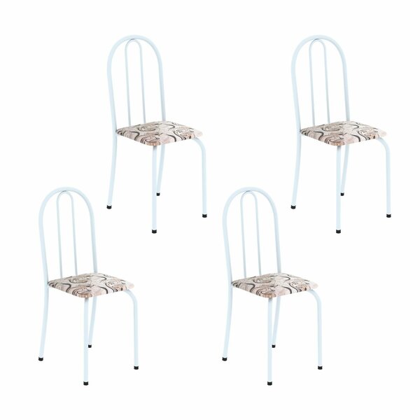 Kit 4 Cadeiras Tubular 89x37x42 Cm Ane B Arabesco/ Branco