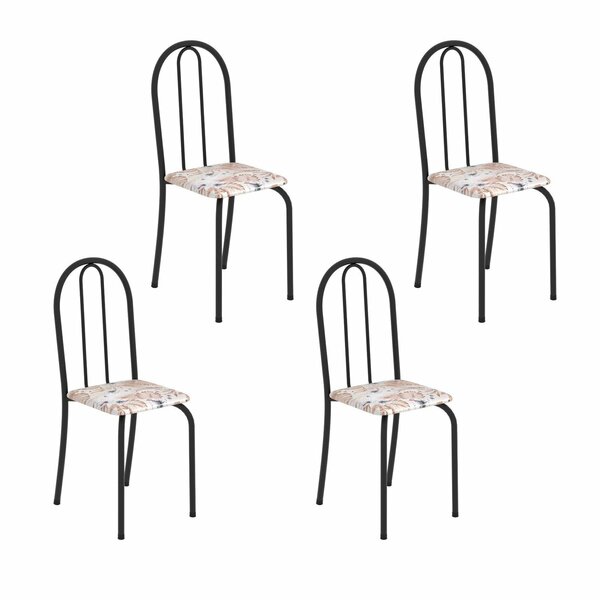 Kit 4 Cadeiras Tubular 89x37x42 Cm Ane B Botanic Bege / Preto