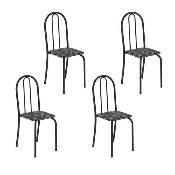 Kit 4 Cadeiras Tubular 89x37x42 Cm Ane B Preto