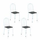 Kit 4 Cadeiras Tubular 89x37x42 Cm Ane B Preto/ Branco